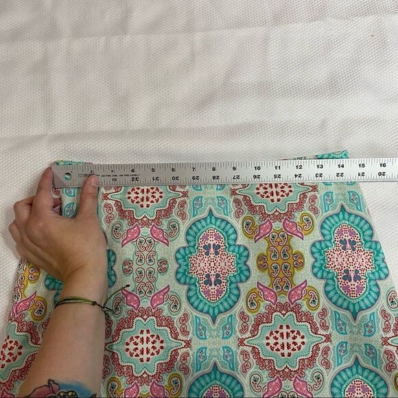 Talbots Turquoise Pink Print Pattern Lined Skirt - Picture 4 of 6